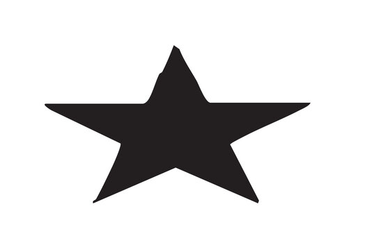 Black five pointed star silhouette icon isolated on white background, Vector
