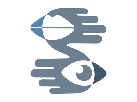 Abstraktes H&auml;nde Logo f&uuml;r Logop&auml;die oder Sprachtherapie