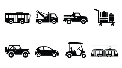Fototapeta premium Vehicle Silhouette Icons Collection