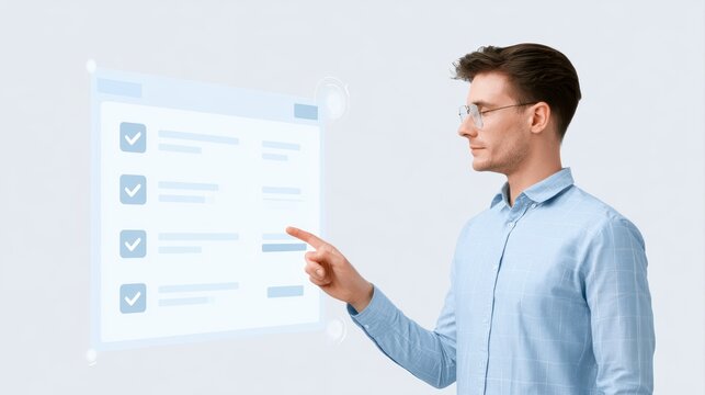 AI productivity checklist dashboard, task completion hologram, modern workflow
