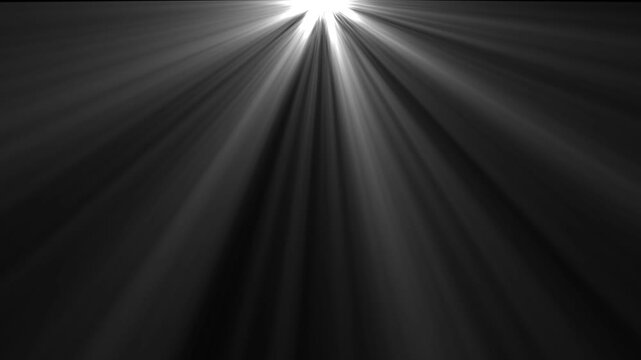 Isolated white light rays animation. Shine or sun effect on black screen. Glitter, shiny, bright, flare footage