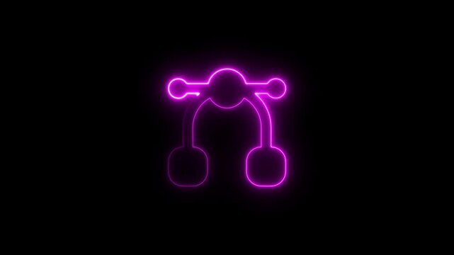 Neon Pen Tool Icon Animation on Black Background