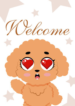 Cute baby animal greeting card collection set with adorable pet characters funny eyes heart love quote for kids nursery print poster graphics design