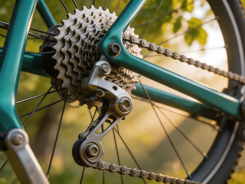 Closeup of bicycle gear mechanism