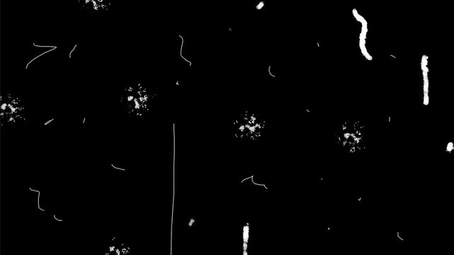 Retro film overlay with scratches and grain noise on black background cinematic grainy texture effect for vintage movie aesthetic.