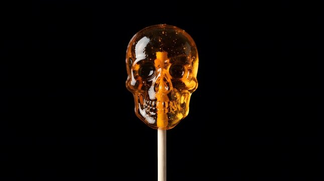 Skullshaped lollipop on a black background
