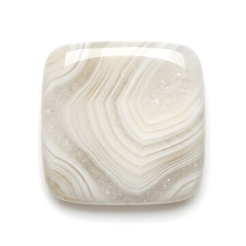 Polished white agate stone slab with natural wavy patterns.