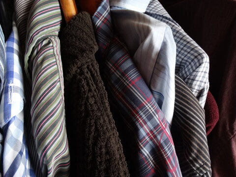 Shirts on a clothes rack