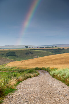 double rainbow on road trip
