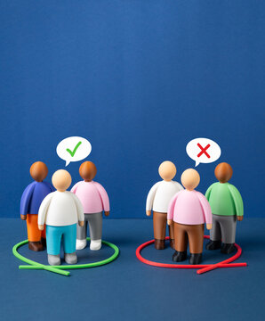 Division into opinion groups. Those who agree and those who disagree. Division of society into two camps. Elections or referendums. Democratic process and debate.