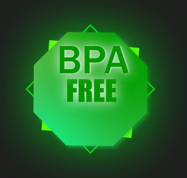 Green Octagonal Badge with BPA Free Text and Neon Glow bpa free label