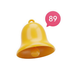 Fototapeta premium Notification bell icon with number count isolated on transparent background