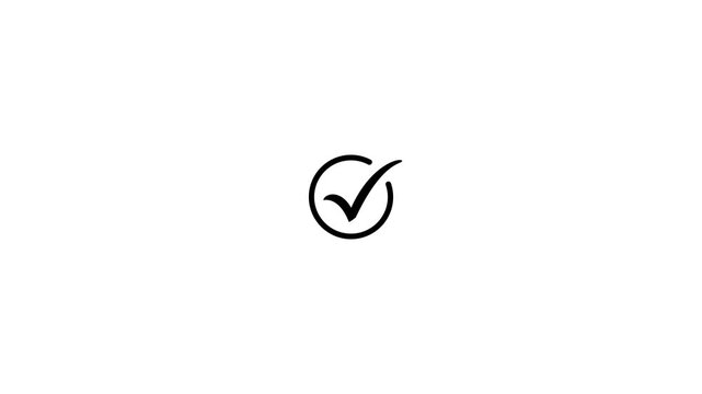 Minimalist checkmark animation success, approval, and task completion symbol on white background tick.