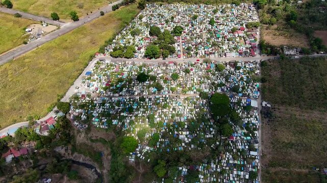 Aerial view of Tagaytay City Cemetery along TCI Road in Tagaytay City, Cavite, Philippines