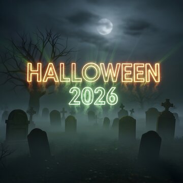A vivid, atmospheric reinterpretation of 3D-rendered glowing Halloween 2026? floating above graveyard, written with richer detail and modern clarity.