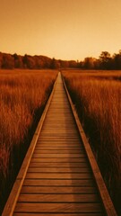 Fototapeta premium Serene path through autumn landscape mobile wallpaper