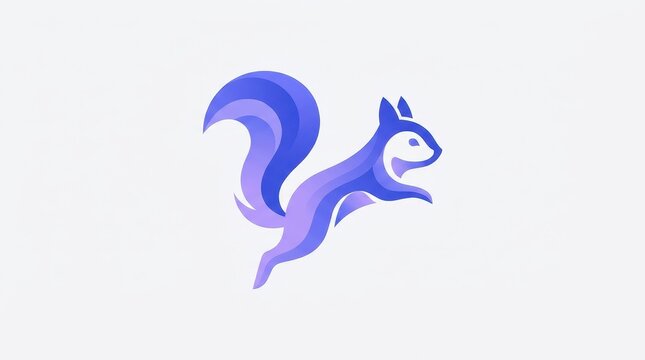 Modern Soft Lavender Purple and Vibrant Royal Blue Gradient Squirrel Logo Vector Illustration