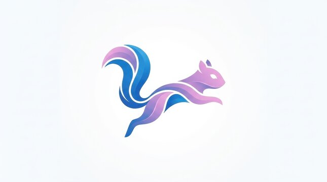 Modern Pastel Pink Lavender and Vibrant Blue Gradient Squirrel Logo Vector Illustration