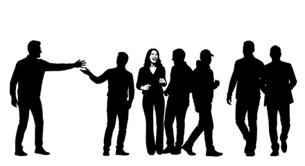 Fototapeta premium Moment Silhouette Vector Illustration, Human Gesture and Dynamic Pose Figure Set