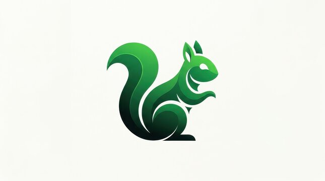 Modern Vibrant Emerald Green and Dark Forest Green Gradient Leaping Squirrel Logo Vector Illustration