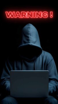 hacker in front of his computer committing digital cybercrime