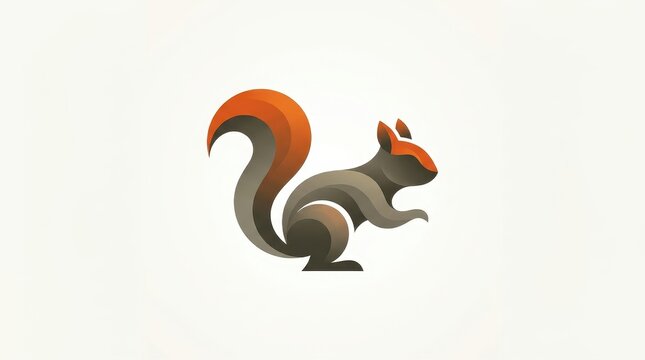 Modern Vibrant Orange and Charcoal Taupe Grey Gradient Leaping Squirrel Logo Vector Illustration