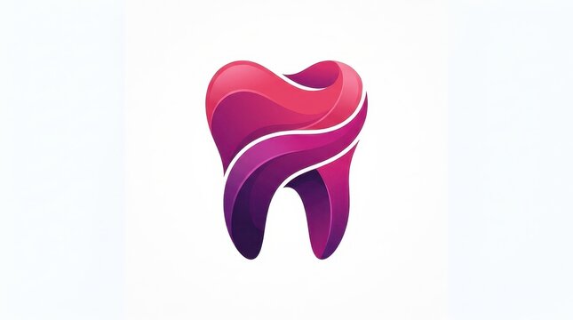 Modern Vibrant Coral Pink Magenta and Deep Purple Gradient Tooth Logo Vector Illustration