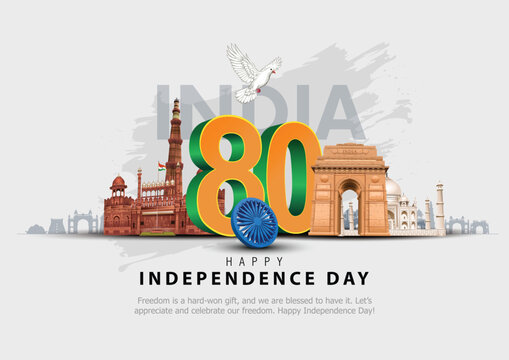 15th august happy independence day India 80 years logo greetings. abstract vector illustration design.