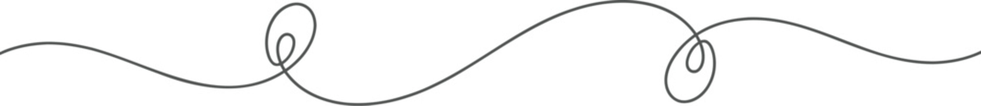 Minimalist single line flourish with circular loops for page decoration and dividers.