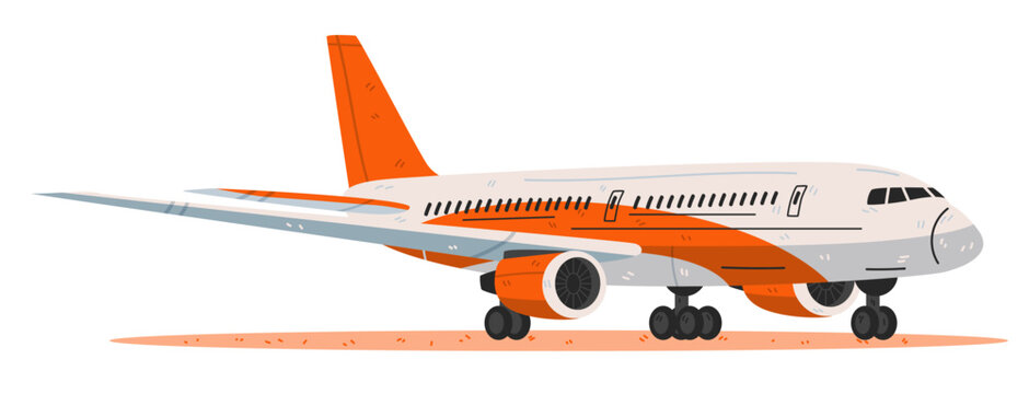 Heatwave Europe air travel airplane on runway summer climate orange white jet modern aircraft isolated on white background transportation