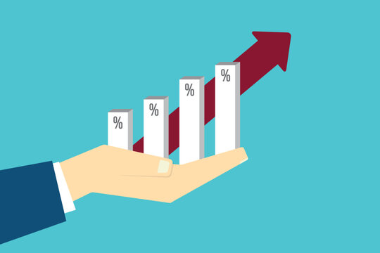 Financial Performance Growth with Percentage Columns and Rising Arrow