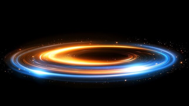 Abstract Glowing Light Vortex with Orange and Blue Swirls