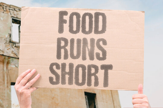 "Food Runs Short" Show supply scarcity during conflict. SCARCITY. SUPPLY. FOOD. SHORTAGE. CRISIS.