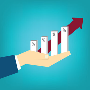 Revenue Growth Business Illustration with Rising Arrow and Percentage Graph
