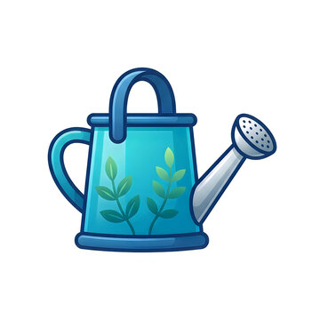 Blue watering can for gardening and plant care