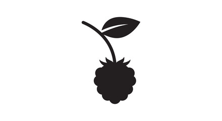 Blackberry with leaf stem simple silhouette berry © MdMosharef