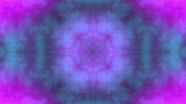 Abstract kaleidoscopic patterns in magenta and teal with subtle motion