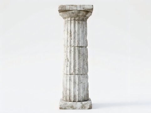 Ancient greek marble column with fluted design and weathered texture