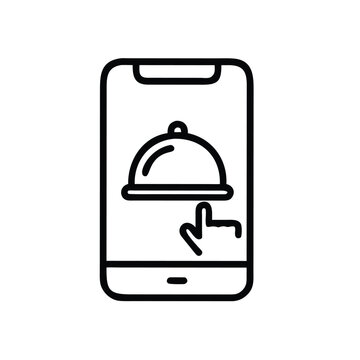 Mobile food delivery service smartphone application online ordering dish icon.