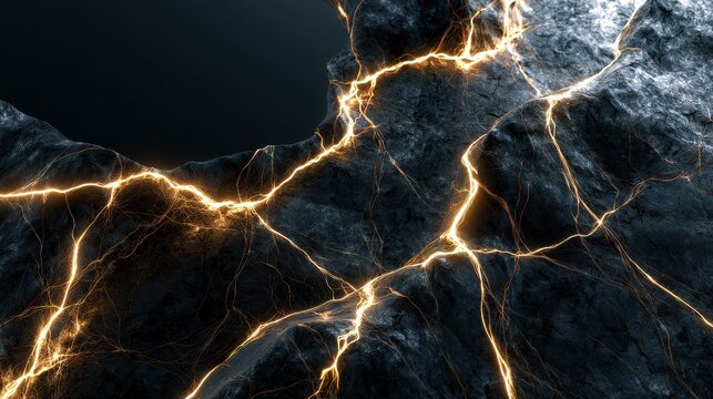 Dark marble texture with glowing gold cracks