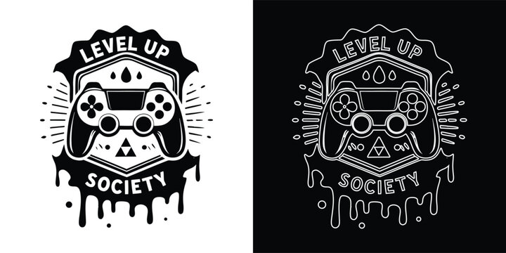 Minimalist gaming logo featuring video game controller and bold text design