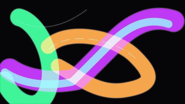 Abstract infinity symbol loop in vibrant neon colors. 3D glowing endless sign for design and futuristic concepts.