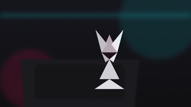 Minimalist white paper crown icon on dark gradient background. Abstract royalty symbol for branding and digital design projects.