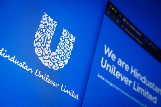 Raleigh, North Carolina - August 2, 2026: Hindustan Unilever Limited logo beside company website on a screen