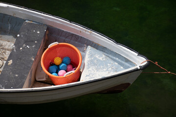 Rowing boats in Mevagissey Harbour Cornwall © Tim