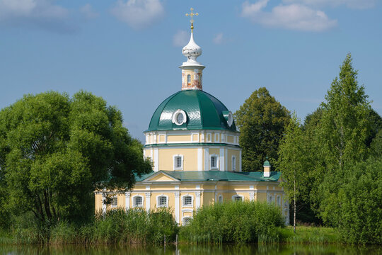 Church of St. Michael the Archangel on a sunny July day. Tarakanovo Manor, Moscow region
