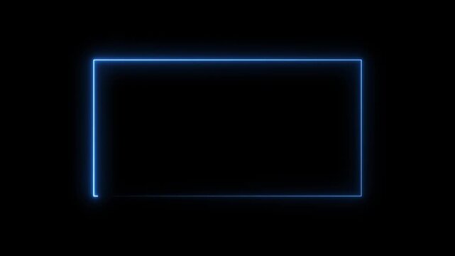Glowing neon square rectangle picture frame icon animation neon display box round screen photo frame retro movement with black background.4k video animated.	