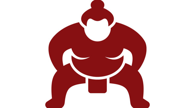 Red sumo wrestler silhouette in squatting position