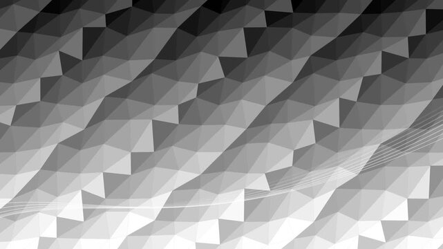 Abstract Low Poly Geometric Pattern with Monochrome 3D Triangular Structures