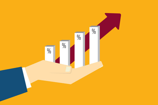 Financial Performance Growth with Percentage Columns and Rising Arrow